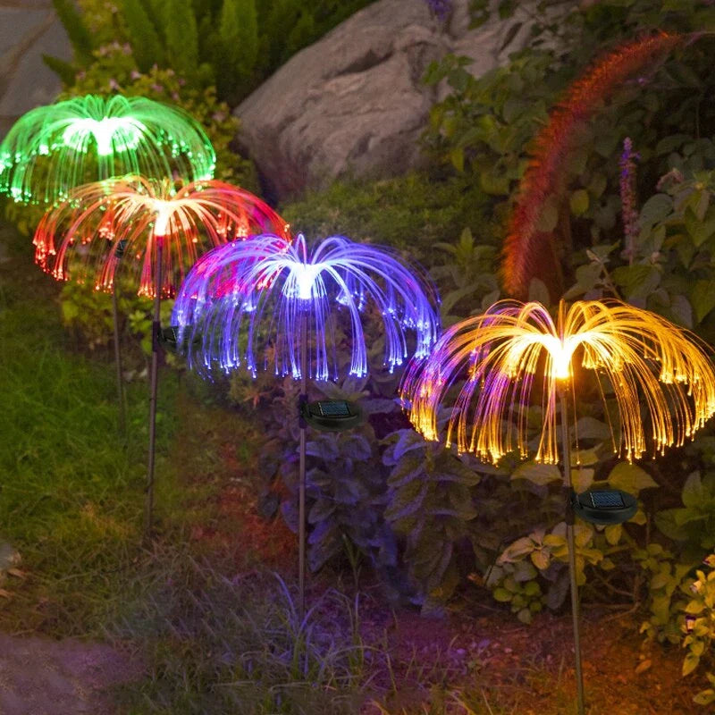 Set De 2 Lampi Solare Pentru Gradina, Tip Palmier, Culori RGB, Protectie La Apa IP65