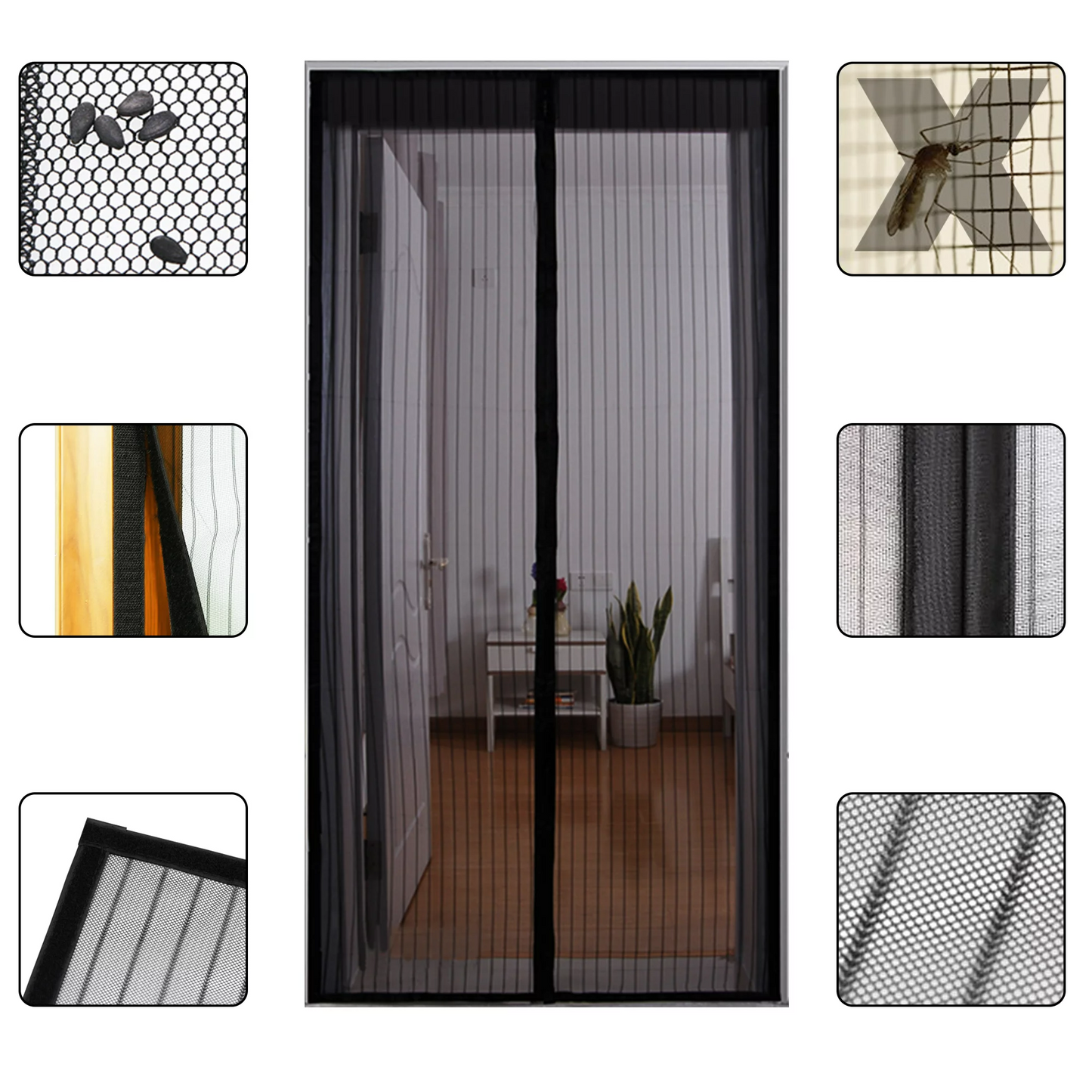 1+1 GRATIS - Plasa Pentru Usa, Impotriva Insectelor, Cu Magnet, Dimensiune 210 x 100 cm
