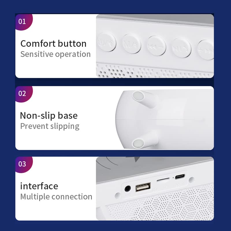 Statie 3 in 1 cu Lumina Ambientala RGB, Boxa Bluetooth si Incarcare Wireless Pentru Telefon, Alb