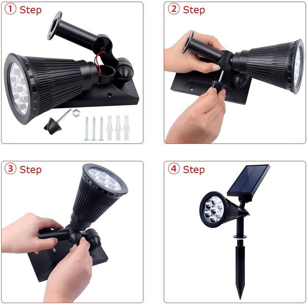Spot LED cu Incarcare Solara, 7 LED-uri Puternice, Lumina Colorata, 7 Culori, Reglabil, Cu Suport de Fixare