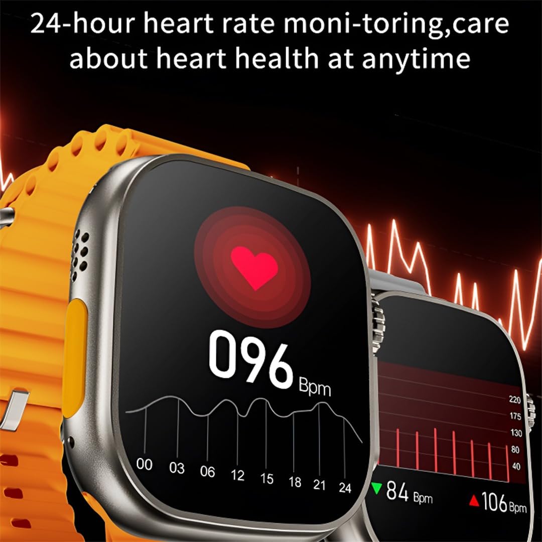 Ceas Inteligent T800 Ultra, Carcasa Aluminium, Incarcator Wireless, Notificari Apel si Retele Sociale, Oximetru, Ritm Cardiac si Tensiune Arteriala, Monitorizare somn