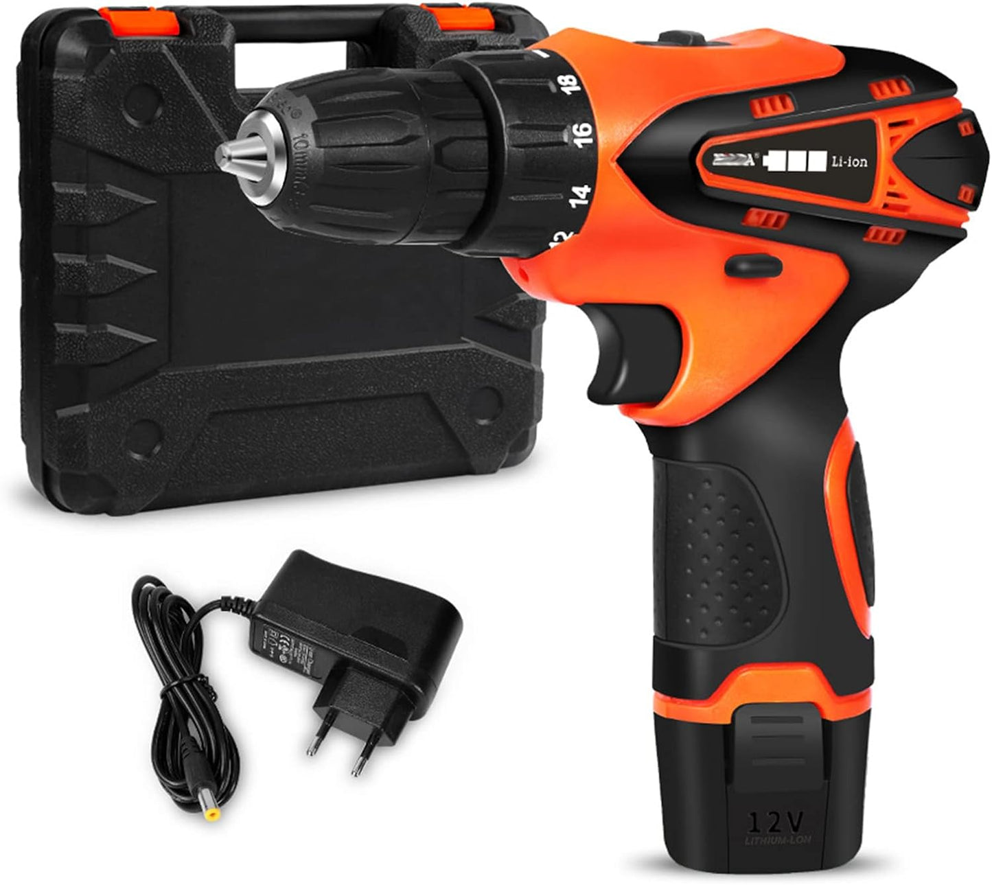 Bormasina Electrica cu 2 Acumulatori, 12V, 25 De Accesorii + Geanta De Transport Inclusa