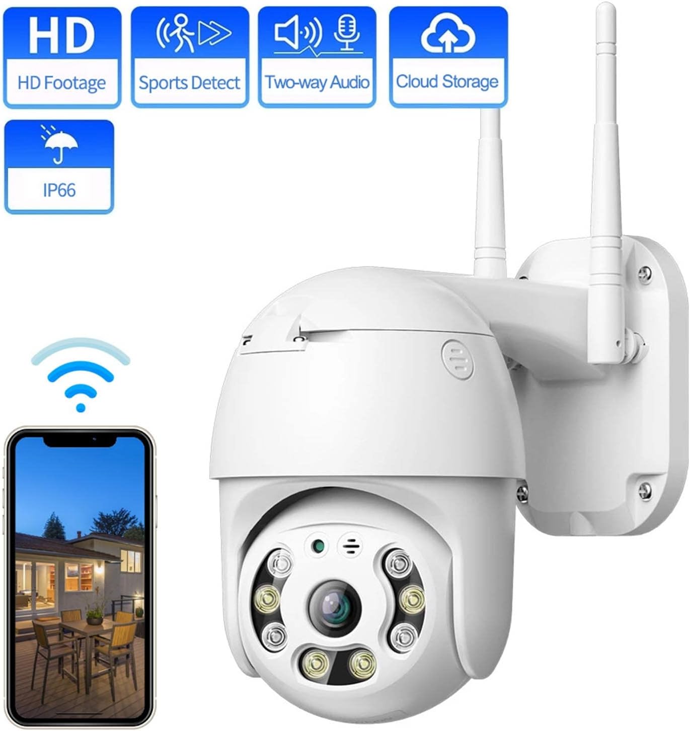 Set Promo: 3 Camere De Supraveghere Wifi Smart, Full HD, Senzor de Miscare, IP66, Aplicatie Telefon + 3 Carduri 64 GB+ EXTRA CADOU SURPRIZA