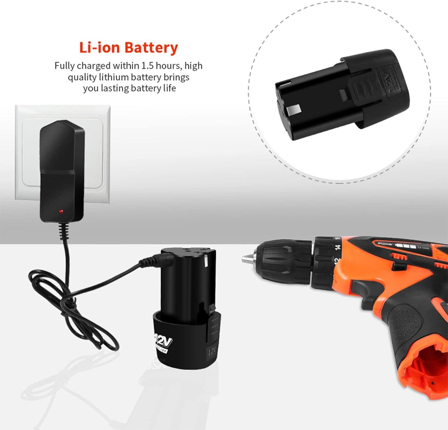 Bormasina Electrica cu 2 Acumulatori, 12V, 25 De Accesorii + Geanta De Transport Inclusa