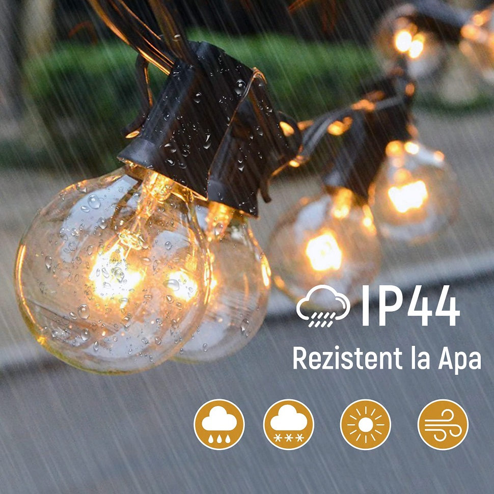 Ghirlanda Luminoasa, Cu Incarcare Solara, 10 Becuri LED, Lumina Alb Cald, 8 Moduri De Iluminare, Control Prin Telecomanda, 5 m Lungime