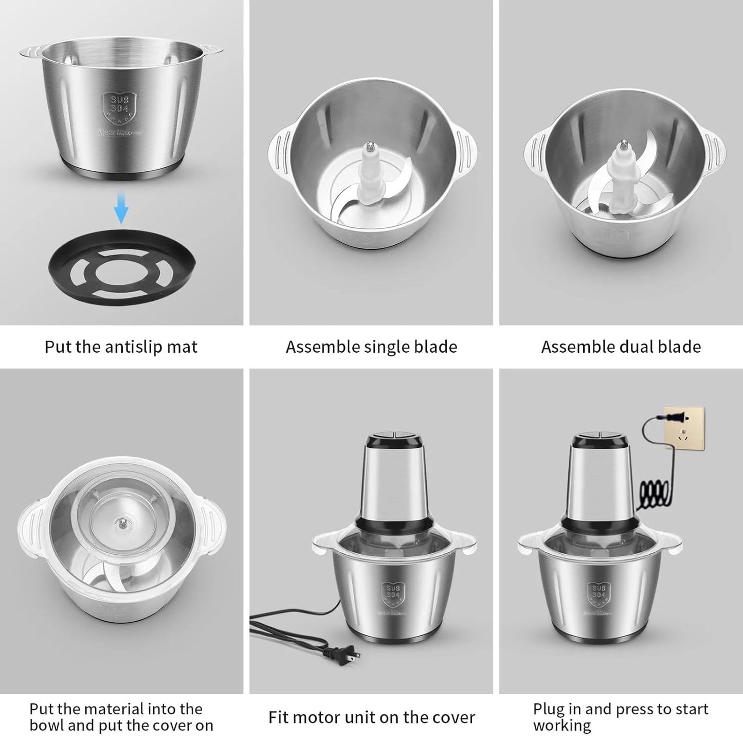 Tocator Electric Multifunctional,Capacitate 5L, Pentru Carne, Fructe si Legume, Bol Din Inox,Putere 1000W