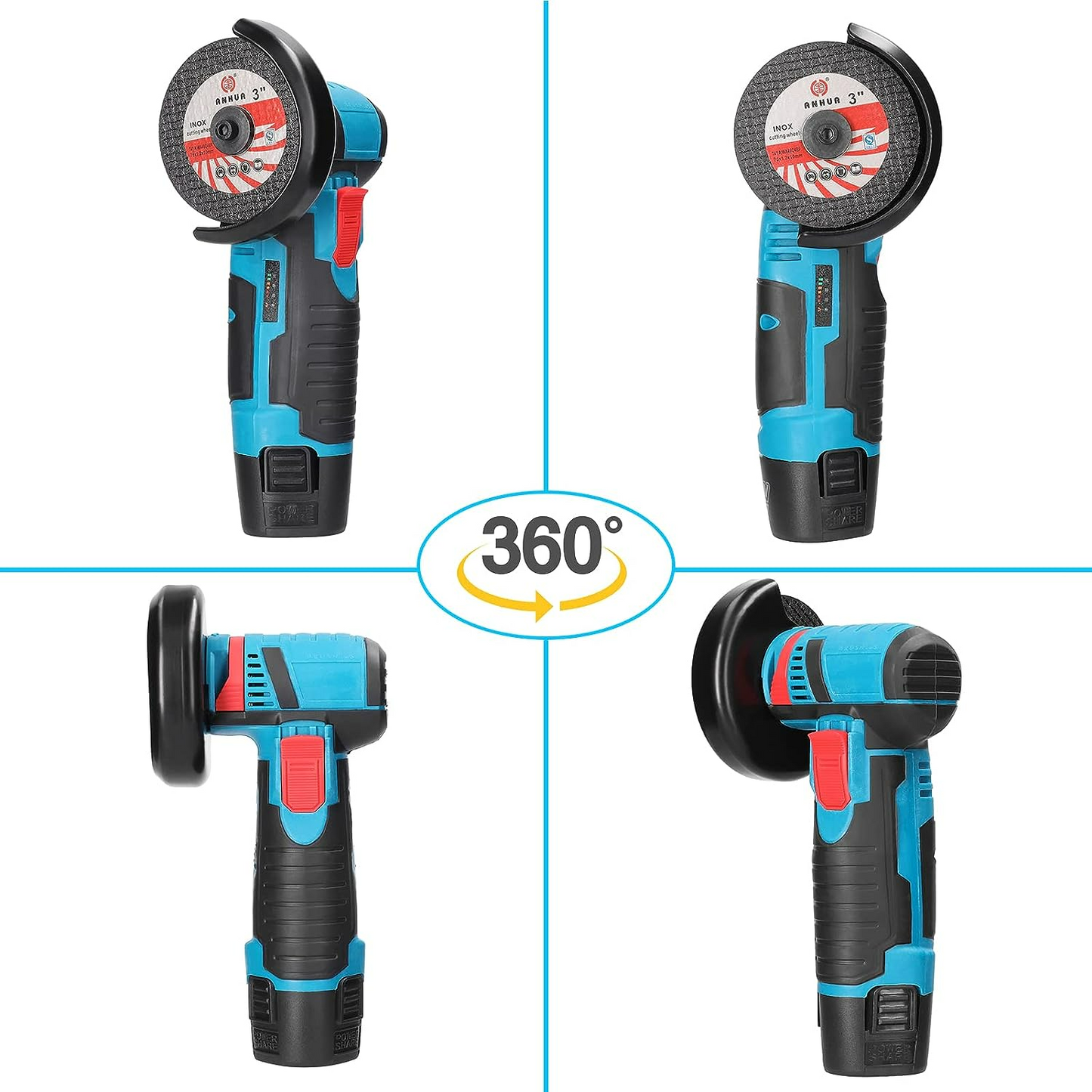 Mini Polizor Unghiular Electric cu 2 Acumulatori si 2 Discuri,Flex Portabil, 12V, Disc 76MM