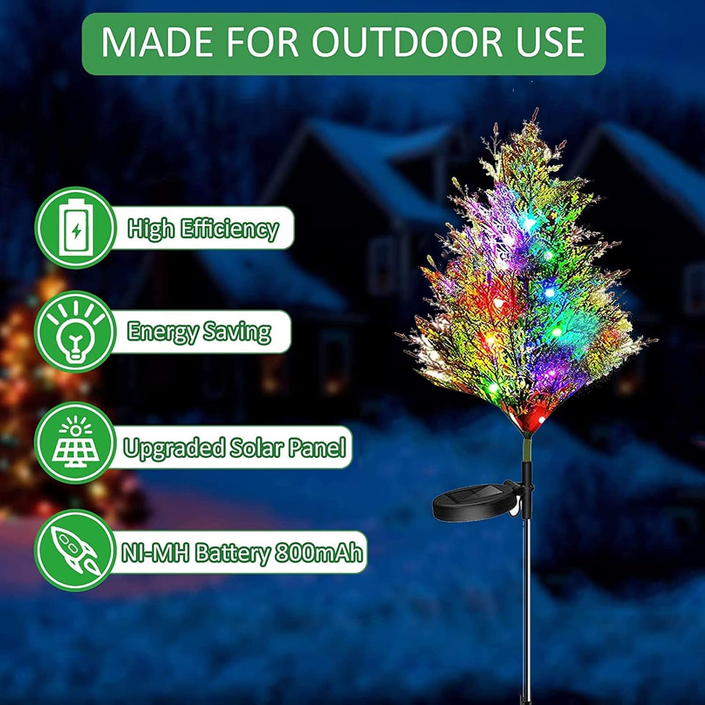 1+1 GRATIS:Bradut cu Lumini RGB, Incarcare Solara, Panou Solar Inclus, Lumini Multicolore, 74 cm Inaltime