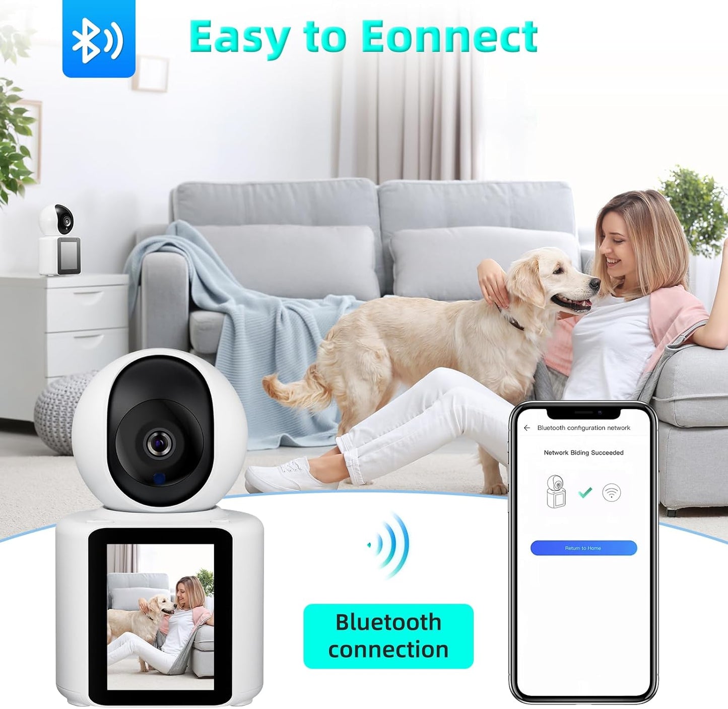 Camera Smart De Supraveghere Full HD, Cu Monitor Video 2.8 inch, Functie Audio, Aplicatie Telefon, Conexiune Wifi, Senzor Detectie Miscare