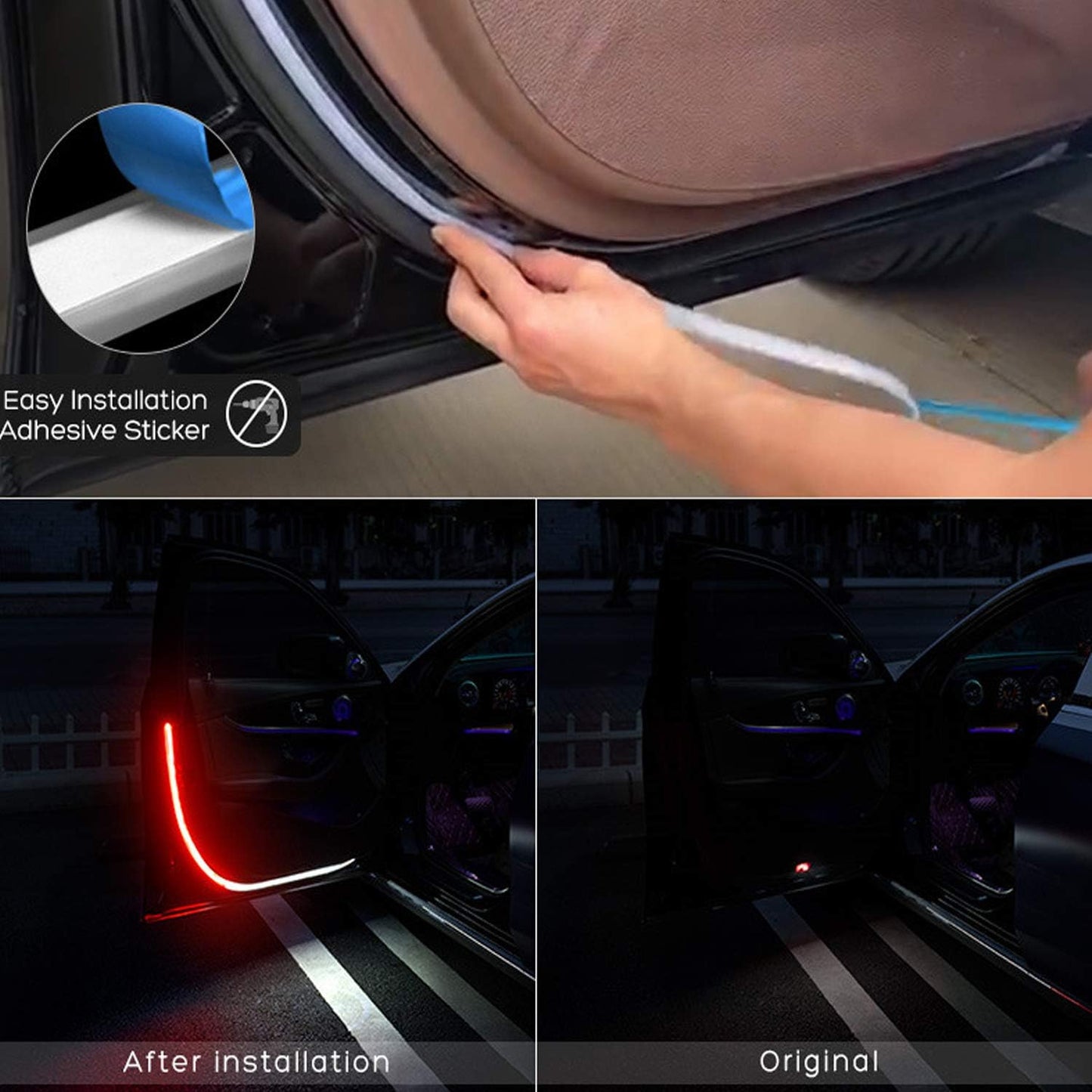 1+1 GRATIS: Banda Luminoasa Pentru Usi Autovehicul cu 3 Moduri De Iluminare