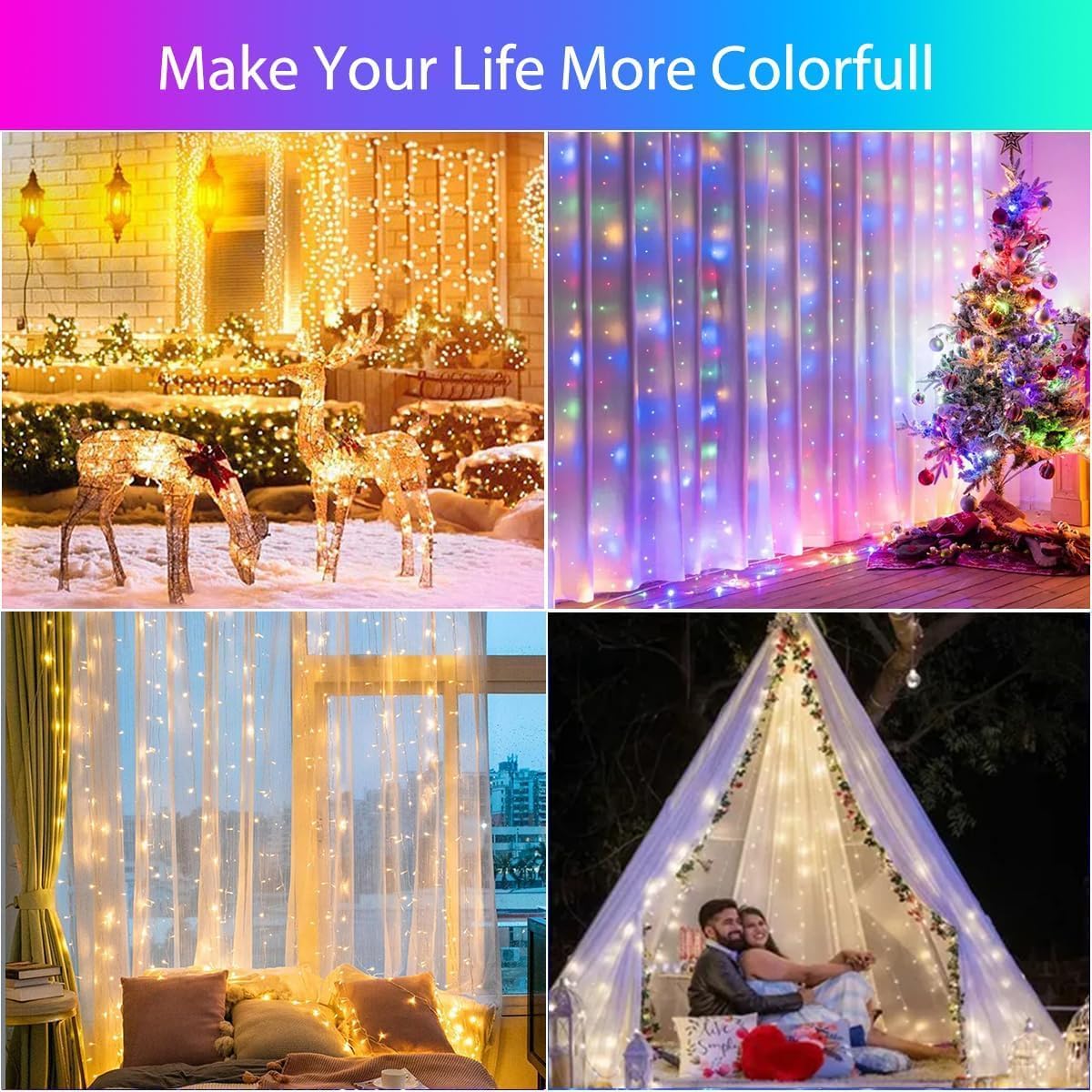 Ghirlanda Luminoasa Cu 100 LED-uri RGB, Control Prin Telecomanda si Aplicatie Smart, 10 m Lungime