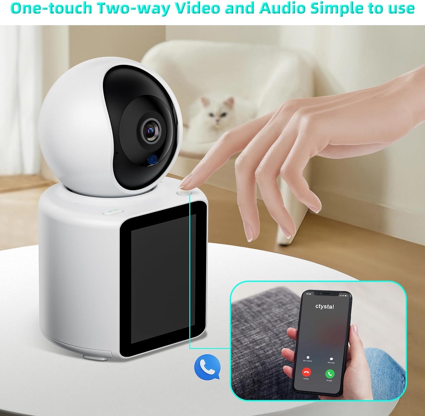 Camera Smart De Supraveghere Full HD, Cu Monitor Video 2.8 inch, Functie Audio, Aplicatie Telefon, Conexiune Wifi, Senzor Detectie Miscare