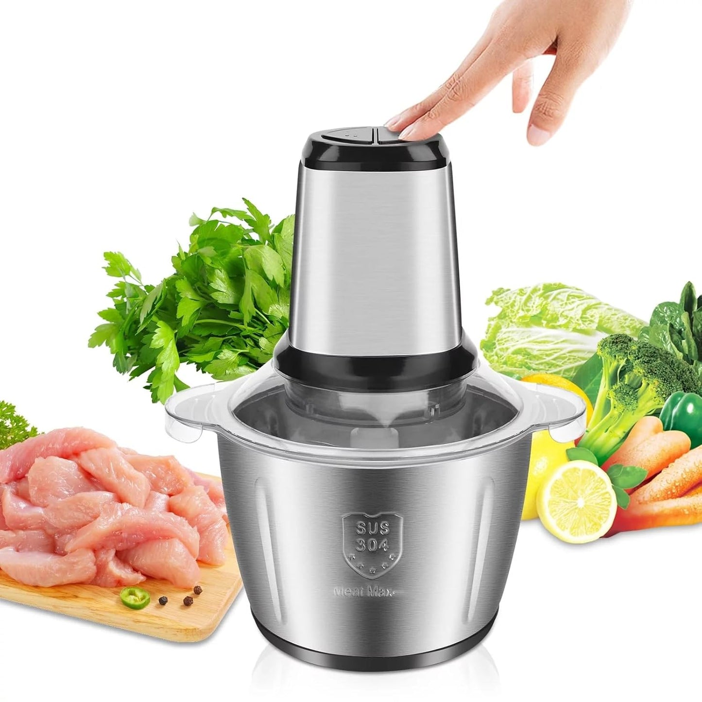 Tocator Electric Multifunctional,Capacitate 5L, Pentru Carne, Fructe si Legume, Bol Din Inox,Putere 1000W