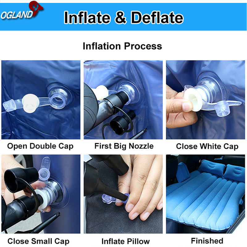 🔥LICHIDARE DE STOC🔥Saltea Gonflabila Pentru Masina, Usor De Umflat, 2 Perne Incluse + CADOU Pompa De Umflat