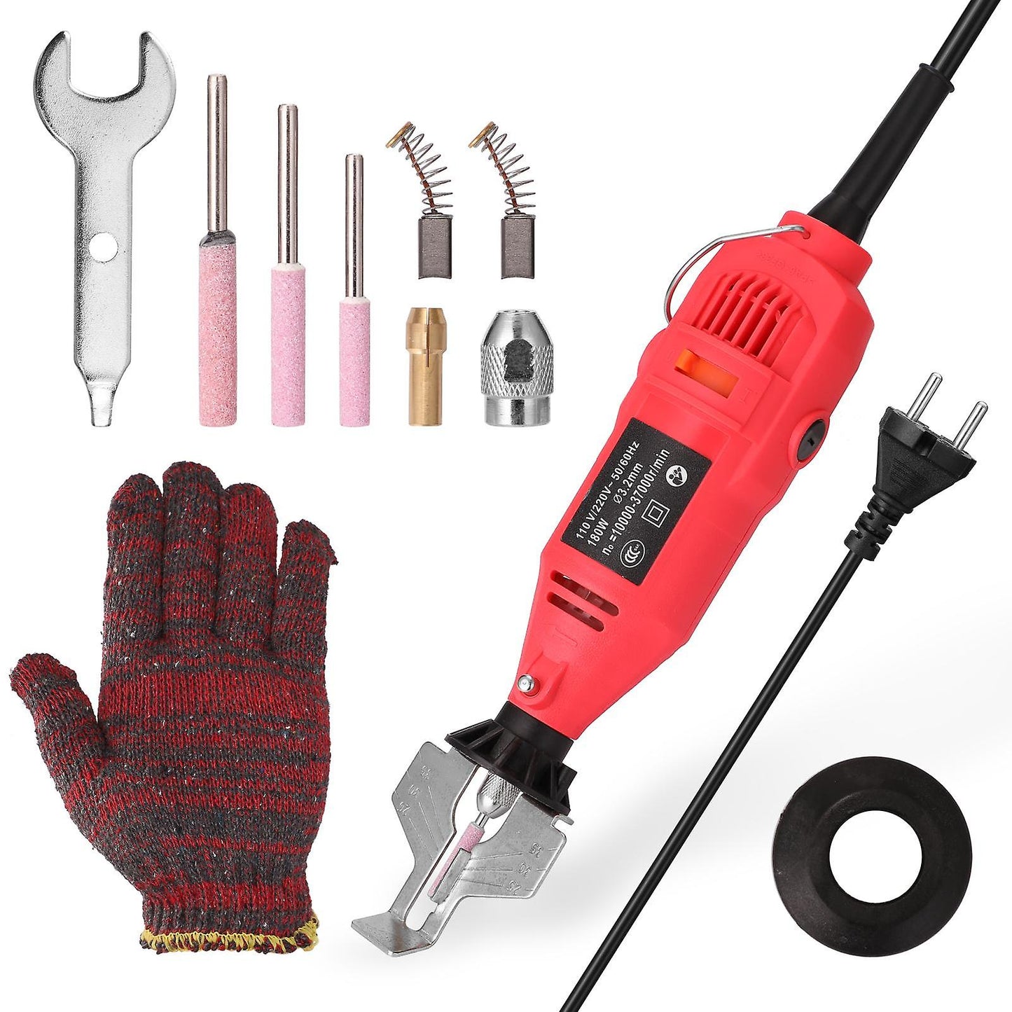 Pila Electrica Pentru Ascutit Lantul De Drujba, Alimentare 220 V, Portabila, Capete De Polizare Si Manusi Incluse