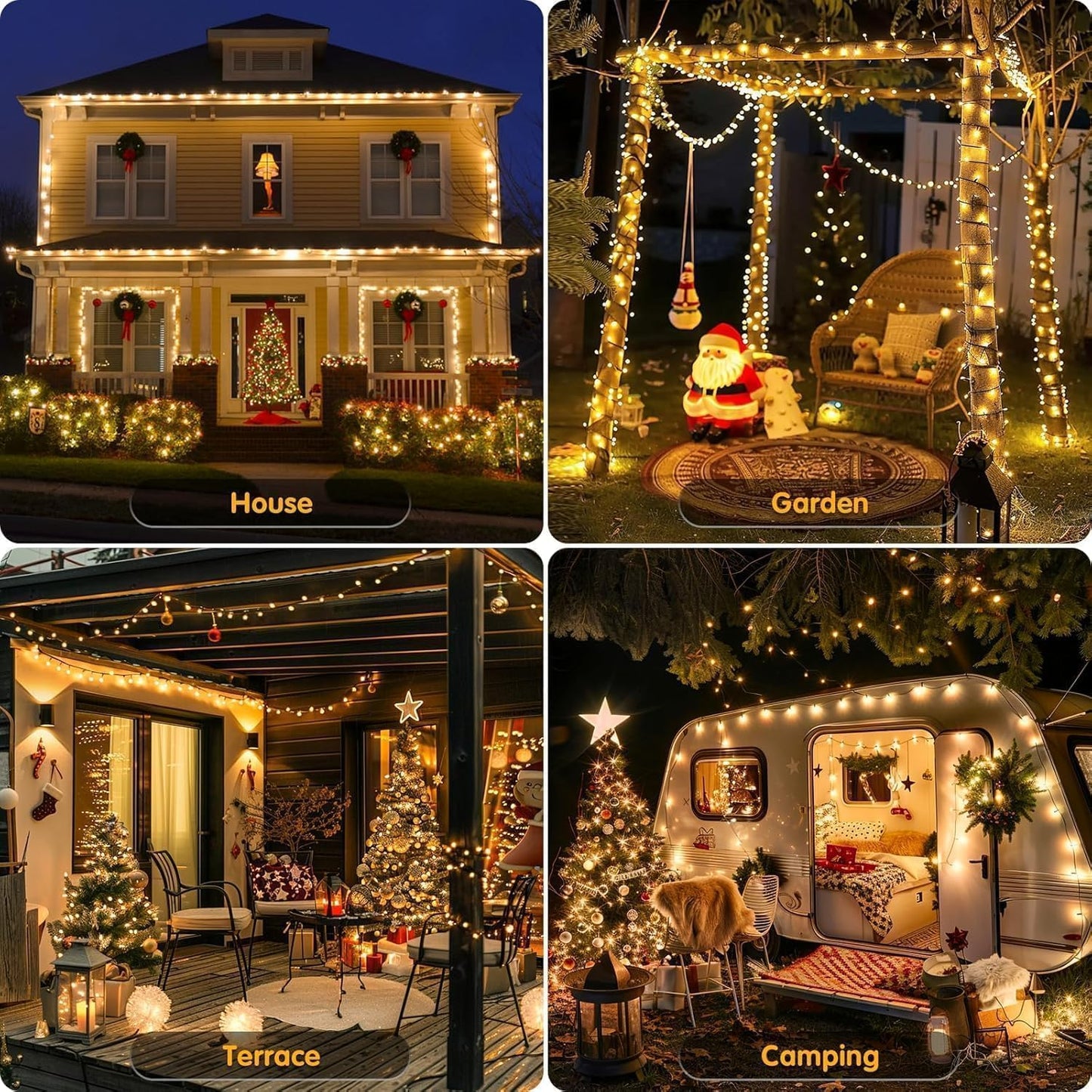 Instalatie De Craciun, Tip Rola, Cu 300 LED-uri Mari, Interior sau Exterior, Rezistenta La Vreme Rea, 30 m, Alb Cald