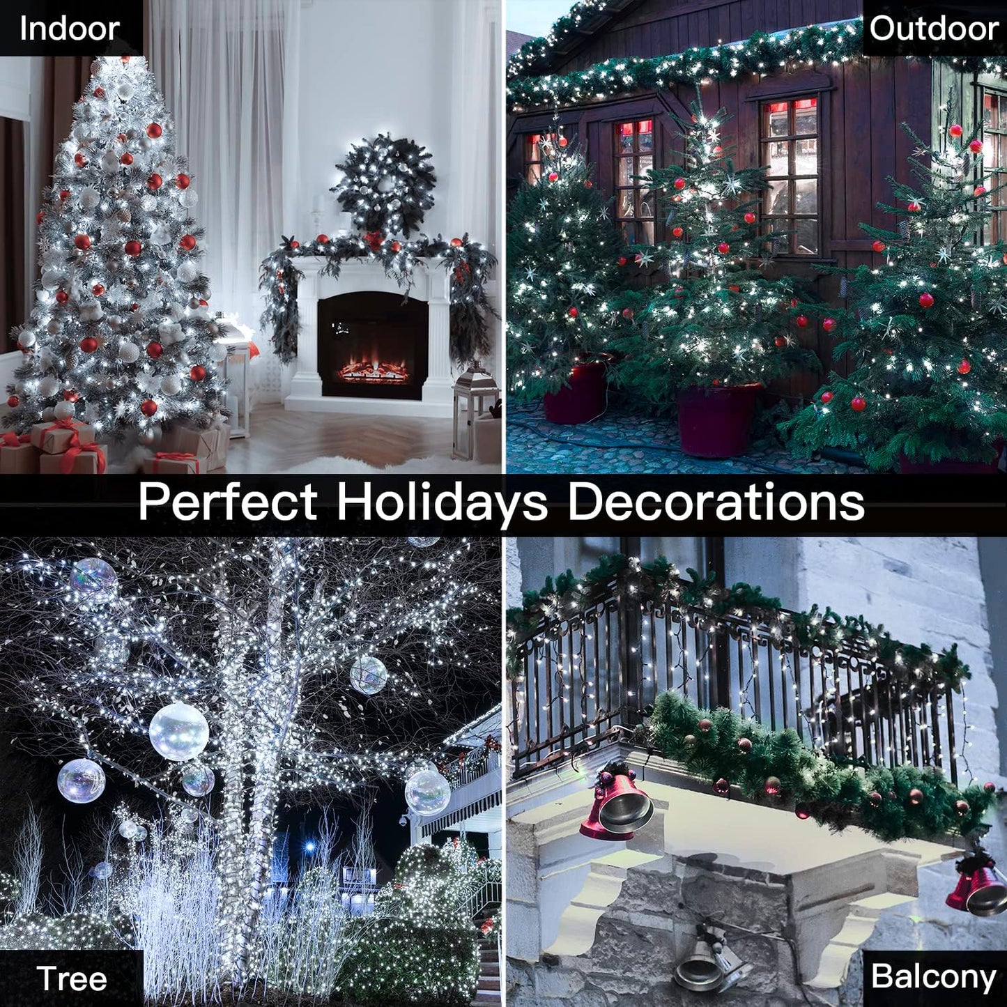 Instalatie De Craciun, Tip Sirag, Pentru Interior sau Exterior, 8 Jocuri de Lumini, Alb Rece, 500 LED, 34 m