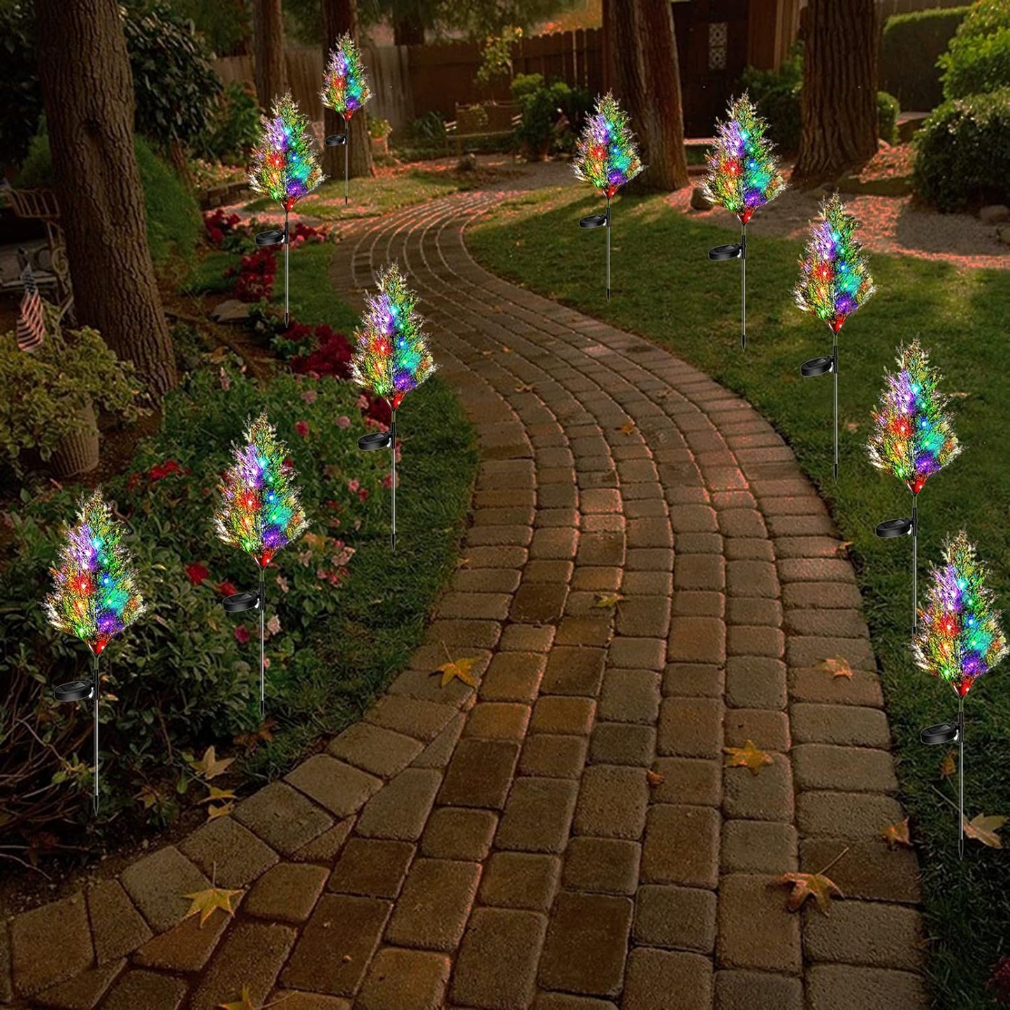 1+1 GRATIS:Bradut cu Lumini RGB, Incarcare Solara, Panou Solar Inclus, Lumini Multicolore, 74 cm Inaltime