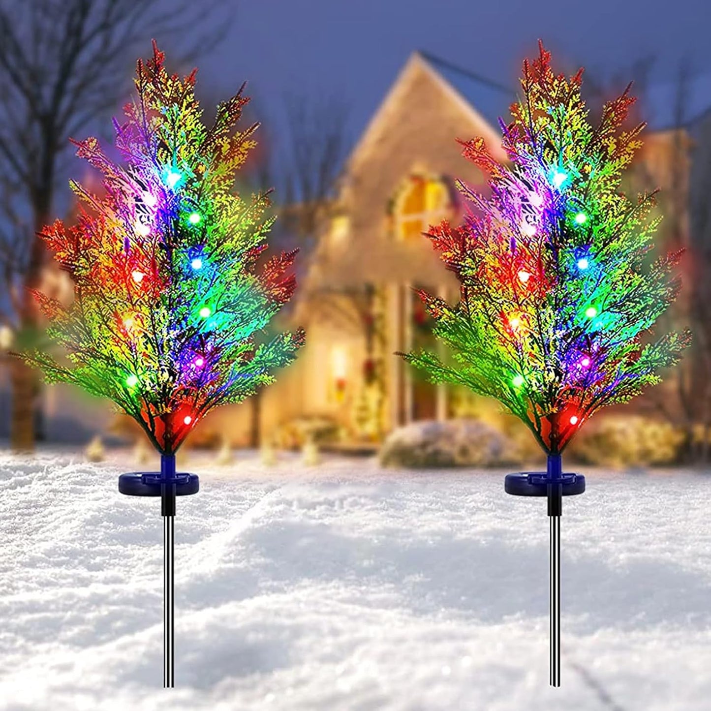 1+1 GRATIS:Bradut cu Lumini RGB, Incarcare Solara, Panou Solar Inclus, Lumini Multicolore, 74 cm Inaltime