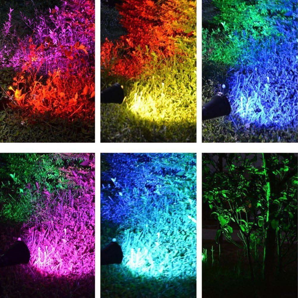 Spot LED cu Incarcare Solara, 7 LED-uri Puternice, Lumina Colorata, 7 Culori, Reglabil, Cu Suport de Fixare