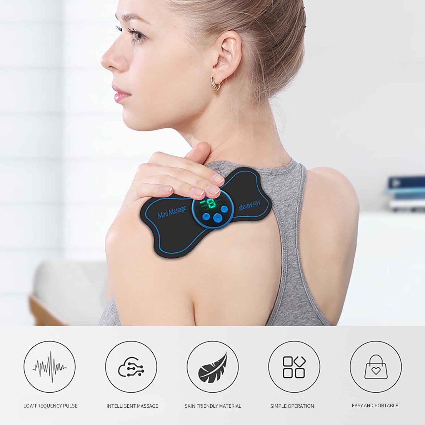 Mini Aparat De Masaj Cervical, Cu Impulsuri Electromagnectice, 5 Moduri De Masaj Si Timmer