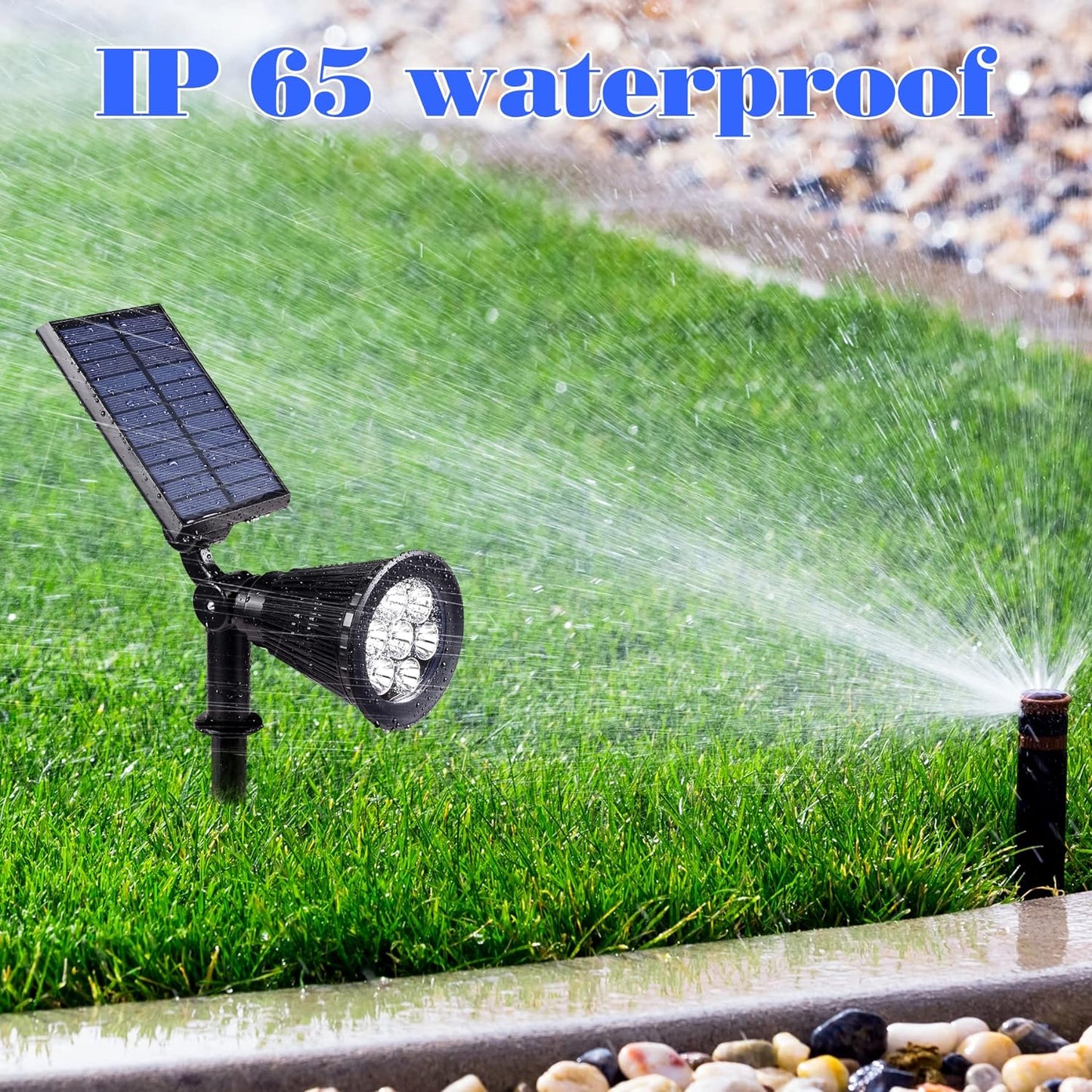 Spot LED cu Incarcare Solara, 7 LED-uri Puternice, Lumina Colorata, 7 Culori, Reglabil, Cu Suport de Fixare