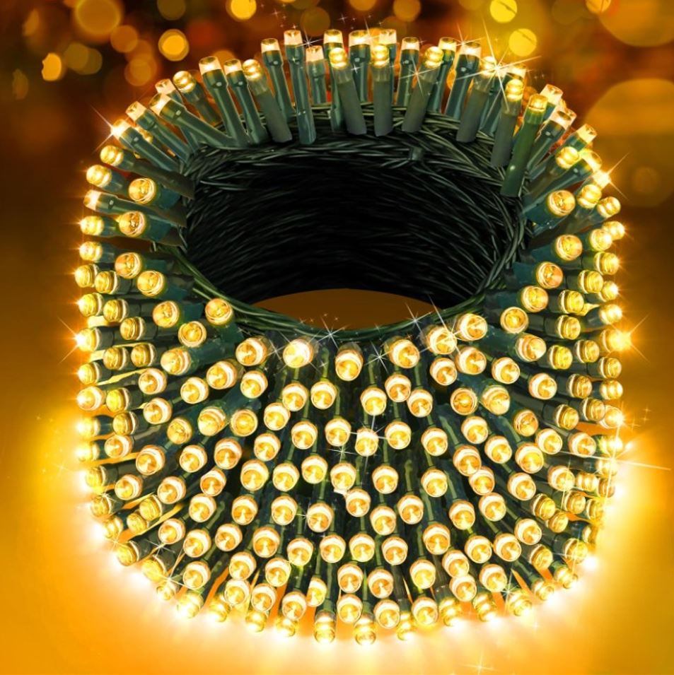 Instalatie De Craciun, Tip Sirag, Pentru Interior sau Exterior, 8 Jocuri de Lumini, Alb Cald, 500 LED, 40 m