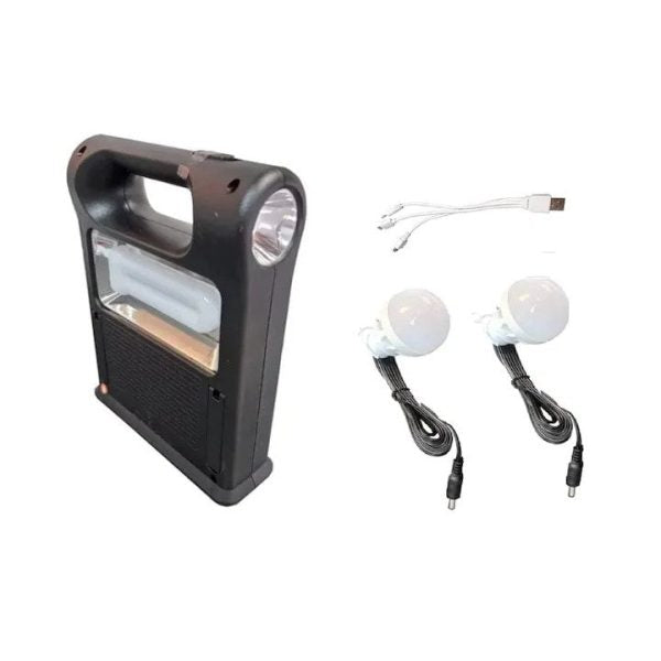Kit Solar Pentru Camping, 2 x Becuri, Lanterna LED, Functie De Power Bank, Putere 30W, Autonomie 10-20 Ore