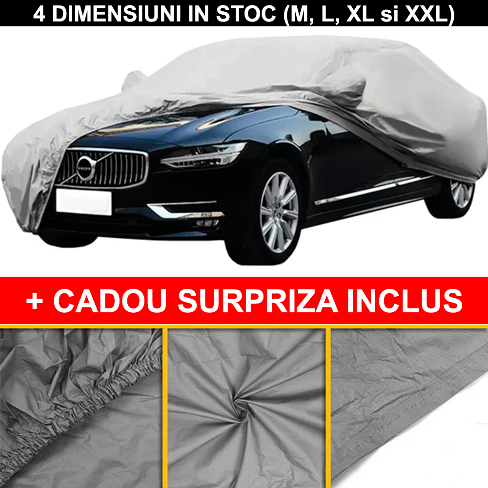 Prelata Universala Pentru Autoturisme, Acopera Complet Masina, Usor de Depozitat, Gri+ CADOU SURPRIZA
