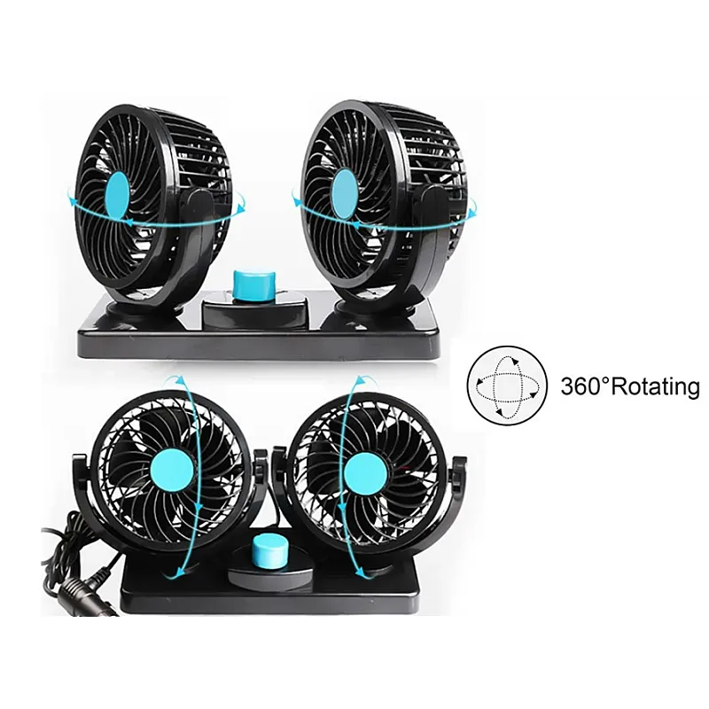 Ventilator Auto Dublu, Alimentare La Priza Masinii De 12V, Foarte Silentios, 2 Trepte De Viteza
