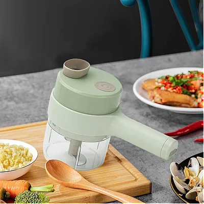 Maruntitor 4in1 Electric pentru Alimente Ideal pentru Taiere Carne, Legume, Fructe, Portabil, Culoare Verde