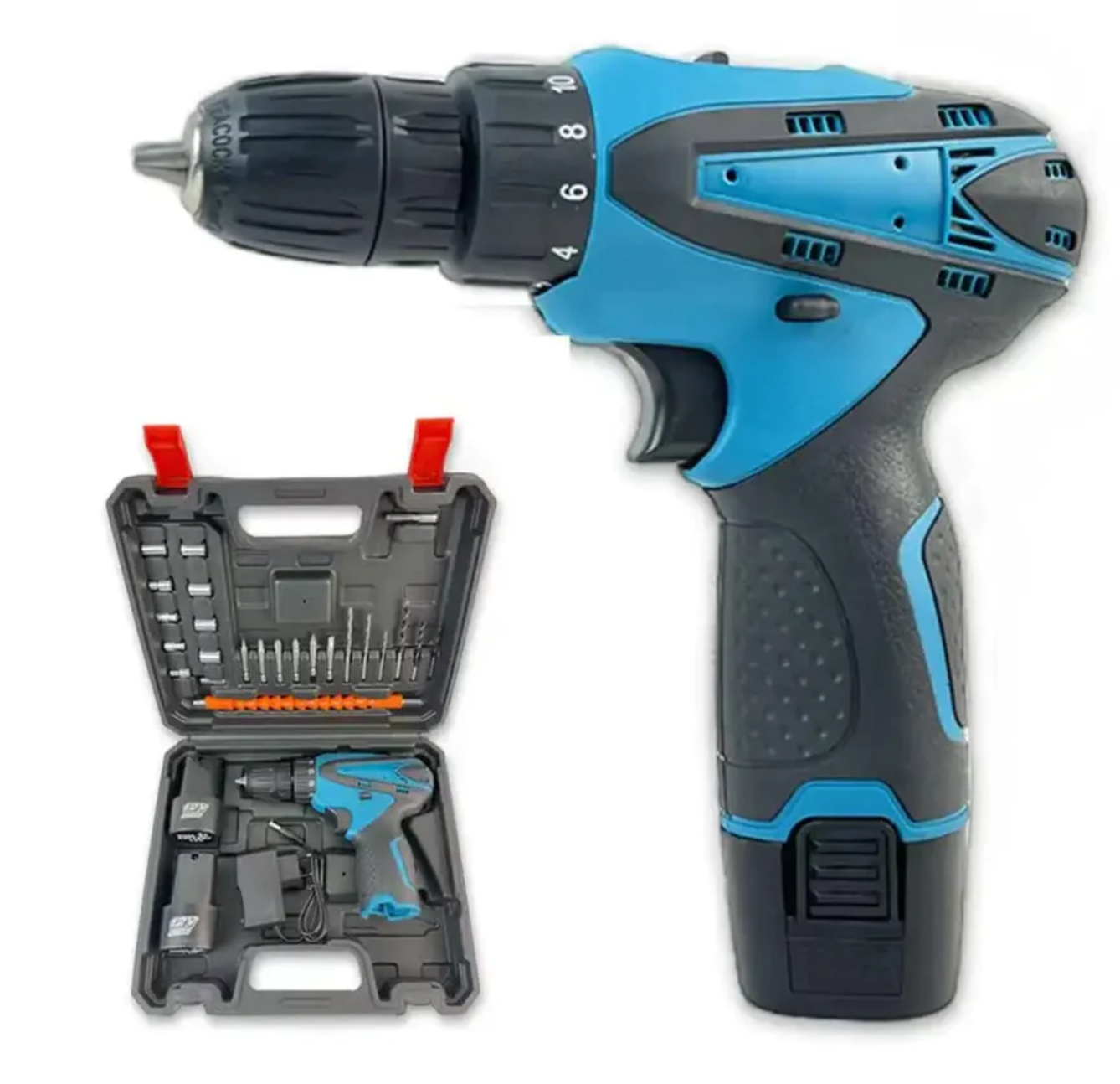 Bormasina Electrica, Cu 2 Acumulatori 12V, 24 Accesorii + Geanta De Transport CADOU