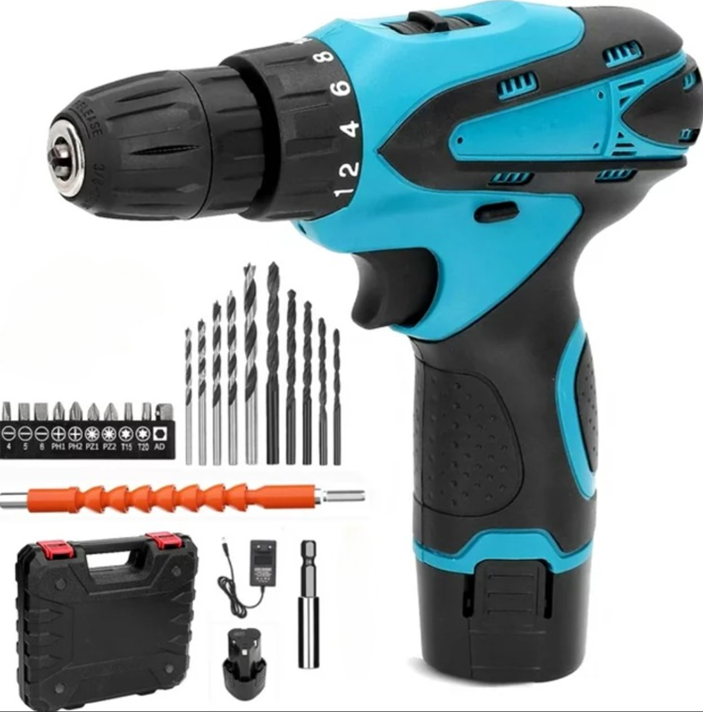 Bormasina Electrica, Cu 2 Acumulatori 12V, 24 Accesorii + Geanta De Transport CADOU