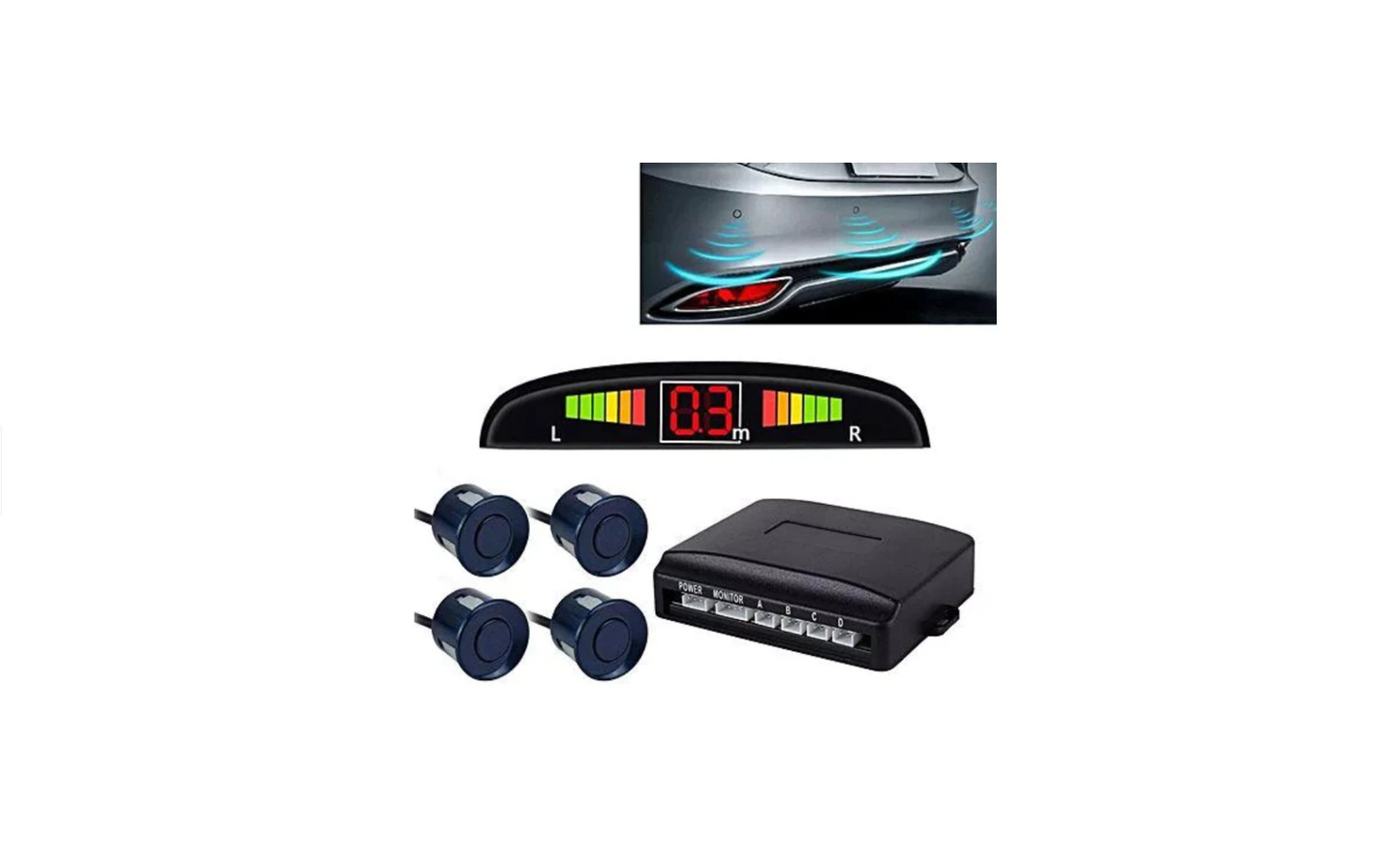 Kit 4 Senzori De Parcare, Cu Afisaj si Semnal Acustic, Pentru Orice Masina + Kit Reparatie Parbriz CADOU