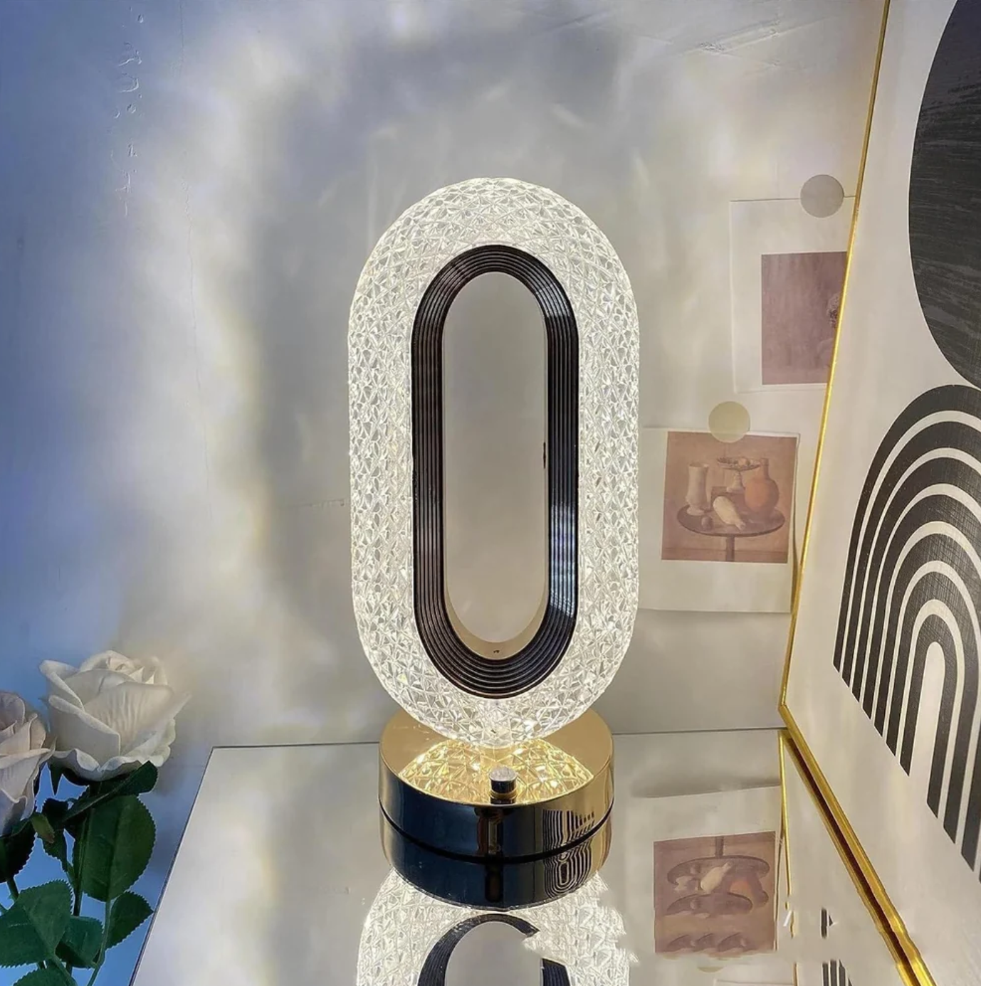 Lampa Luxury, Cristale LED, 3 Moduri De Iluminare, Intensitate Reglabila, Incarcare USB