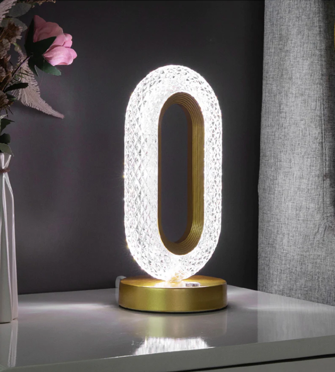 Lampa Luxury, Cristale LED, 3 Moduri De Iluminare, Intensitate Reglabila, Incarcare USB