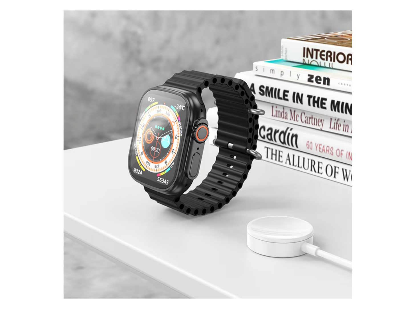 Ceas Smartwatch S9 Ultra, Deluxe Edition, Incarcare Wireless, Notificare Apel, Ritm Cardiac, Monitorizare Somn cu Bratara din Silicon