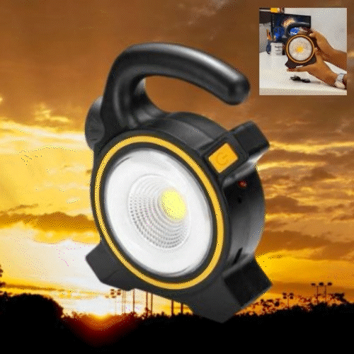 Lanterna Pentru Camping, LED 10W, Incarcare solara, USB Power Bank, Negru