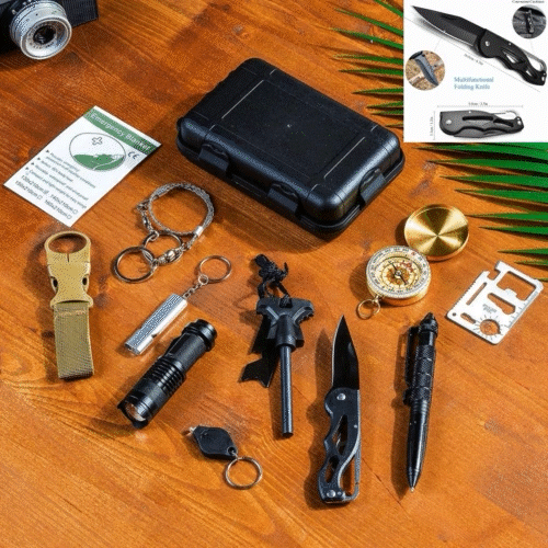Kit Multifunctional Pentru Supravietuire, In Situatii Extreme, Ideal Pentru Cutremur, 13 Piese