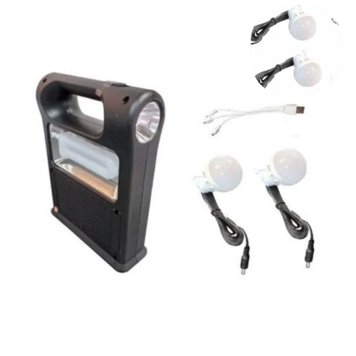 Kit Solar Pentru Camping, 2 x Becuri, Lanterna LED, Functie De Power Bank, Putere 30W, Autonomie 10-20 Ore