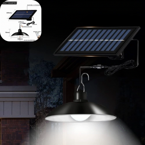 Lampa Suspendata Cu Incarcare Solara, Reglare Intensitate Lumina, Control Prin Telecomanda, Lumina Alb Rece