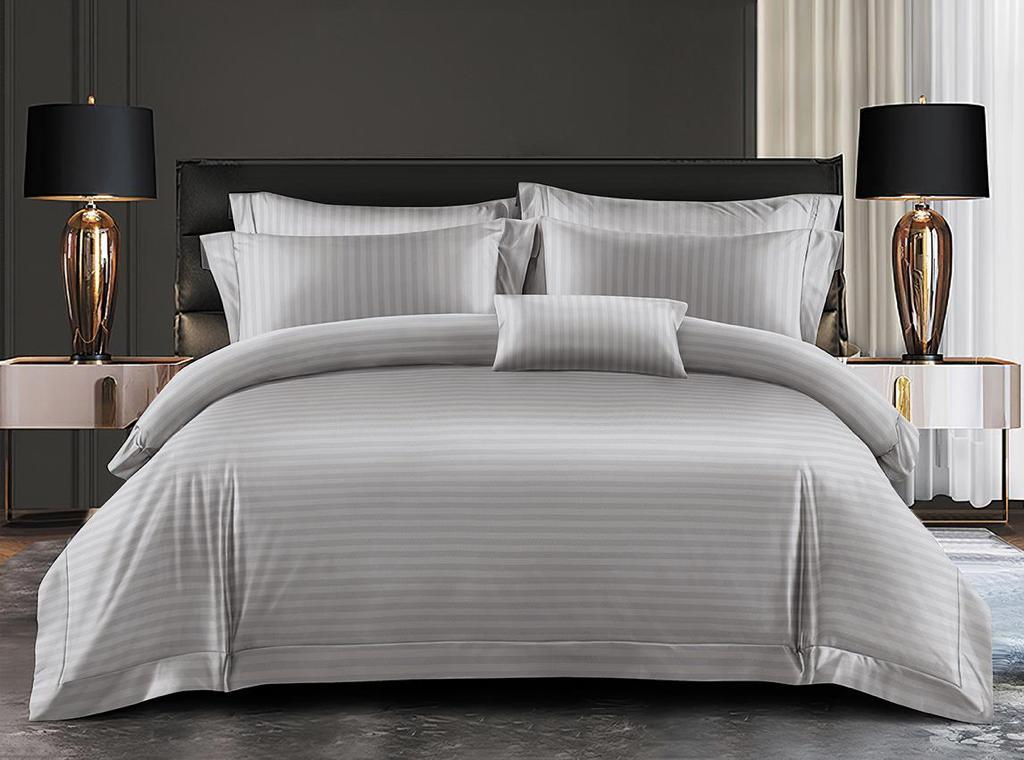 Lenjerie de Pat Dublu, Din Material Premium Damasc Hotelier Lux, 6 Piese