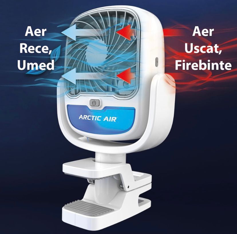 PACHET PROMO: Ventilator Portabil Arctic Cool 360° Cu Apa + Sistem Racire Terasa Cu Vapori de Apa 20m + Parasolar Auto Tip Acordeon