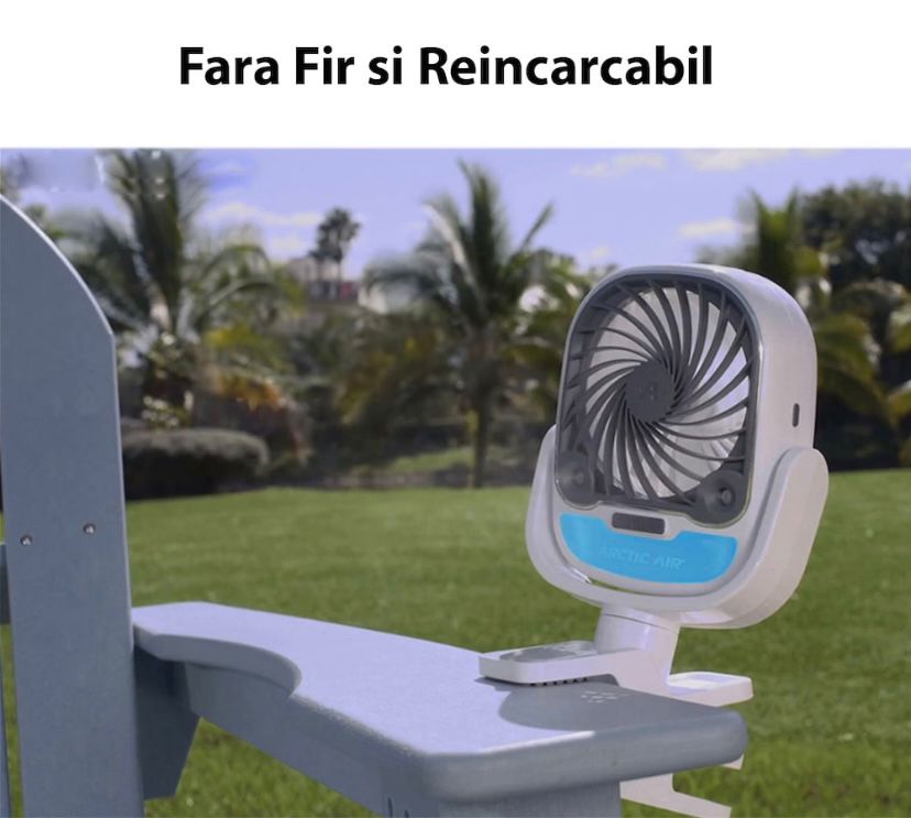 PACHET PROMO: Ventilator Portabil Arctic Cool 360° Cu Apa + Sistem Racire Terasa Cu Vapori de Apa 20m + Parasolar Auto Tip Acordeon