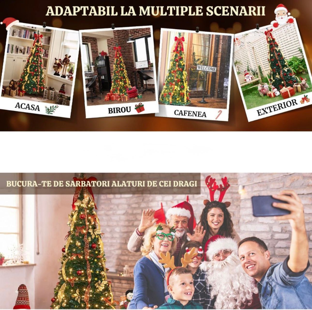 Brad Artificial De Craciun, Cu 45 De Accesorii Pentru Impodobit, 1.8 m Inaltime + Instalatie 10 m CADOU