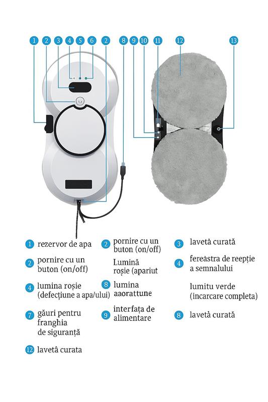 Robot De Curatare Geamuri Cu Pulverizare Automata Si Putere De Aspiratie Extra