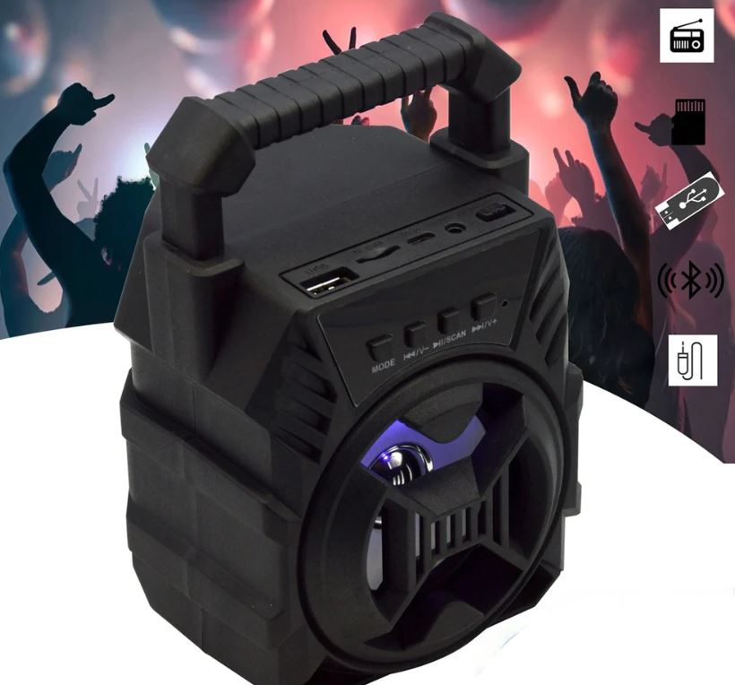 Boxa Portabila cu Bluetooth, Iluminare LED, Incarcare USB, Slot Card Micro SD, Negru