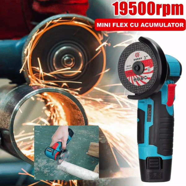 Mini Polizor Unghiular Electric cu Acumulator,Flex Portabil, 12V, Disc 76MM