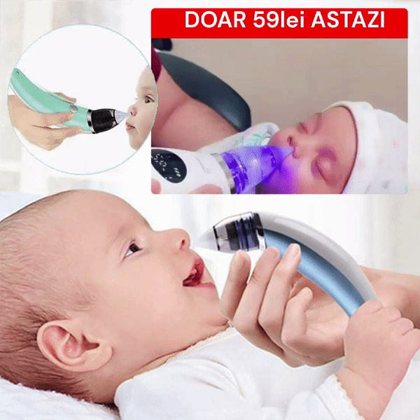 Aspirator Nazal Electric, Pentru Copii, Cu 2 Capete De Silicon, 5 Trepte De Putere Si Cablu USB, Verde