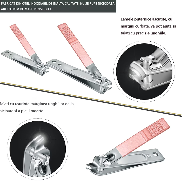 1+1 CADOU: Trusa COMPLETA Mani-Pedi de 18 piese din OTEL Inoxidabil si Accesorii Pentru Ingrijire Faciala incluse in Geanta de Depozitare